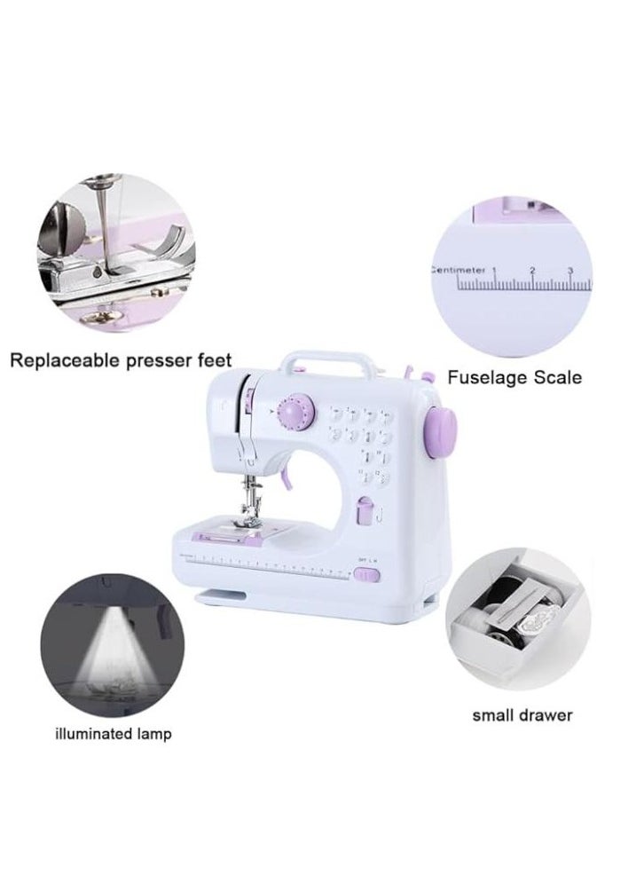 Executive LLC Sewing Machine for Beginners with Built-in LED Light and Foot Pedal 12 Stitches Mini Sewing Machine Including Overlock Singer Pfaff White Purple  - Image 2