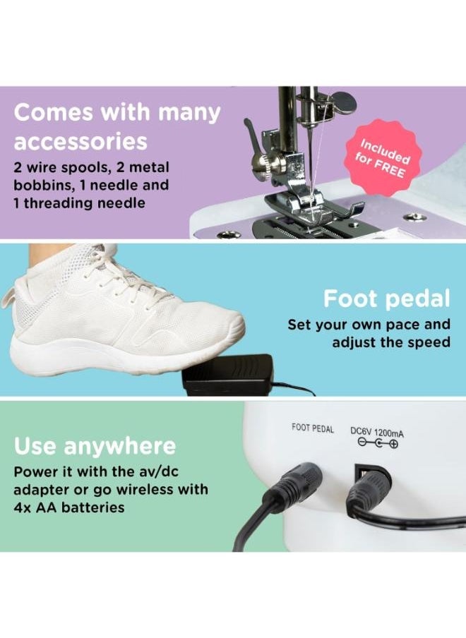 Executive LLC Sewing Machine for Beginners with Built-in LED Light and Foot Pedal 12 Stitches Mini Sewing Machine Including Overlock Singer Pfaff White Purple  - Image 5