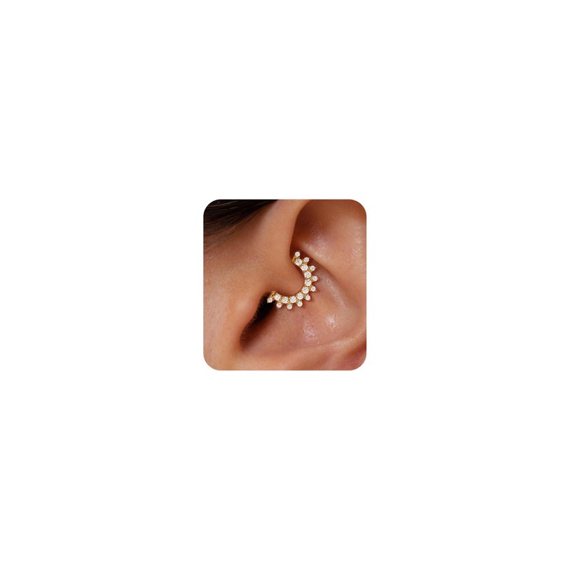 ShineRose أقراط ديث الغضروف للنساء صغيرة مطلية بالذهب عيار 14K حلقة مضادة للحساسية ثقب هليكس هاجي من الفولاذ الجراحي مع زرع الماس وزركونيا مكعبة - Image 1