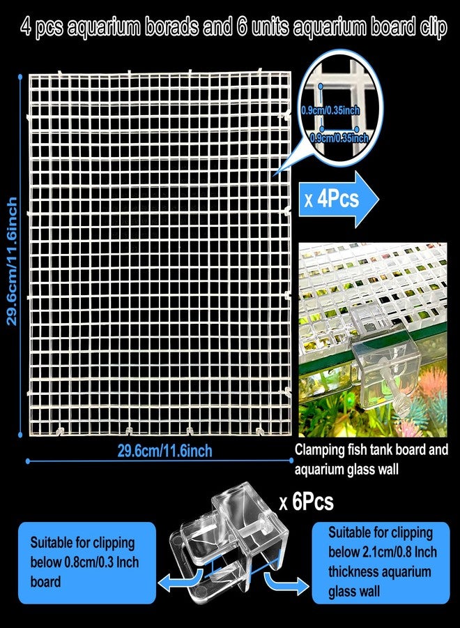 Weramics 4 Aquarium lid Hood Fish Tank top Cover Terrarium lid Plastic Grid Panel Egg Crate Grate 6 Aquarium Glass Cover Board Clip - Image 4