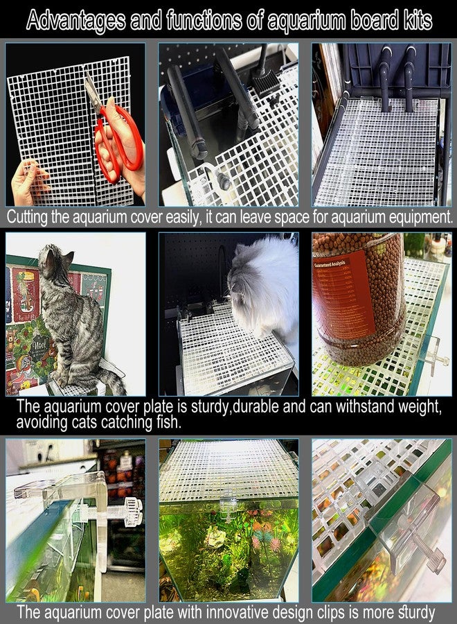 Weramics 4 Aquarium lid Hood Fish Tank top Cover Terrarium lid Plastic Grid Panel Egg Crate Grate 6 Aquarium Glass Cover Board Clip - Image 3