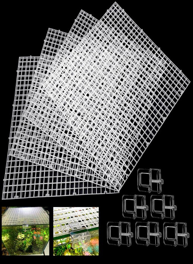 Weramics 4 Aquarium lid Hood Fish Tank top Cover Terrarium lid Plastic Grid Panel Egg Crate Grate 6 Aquarium Glass Cover Board Clip - Image 1