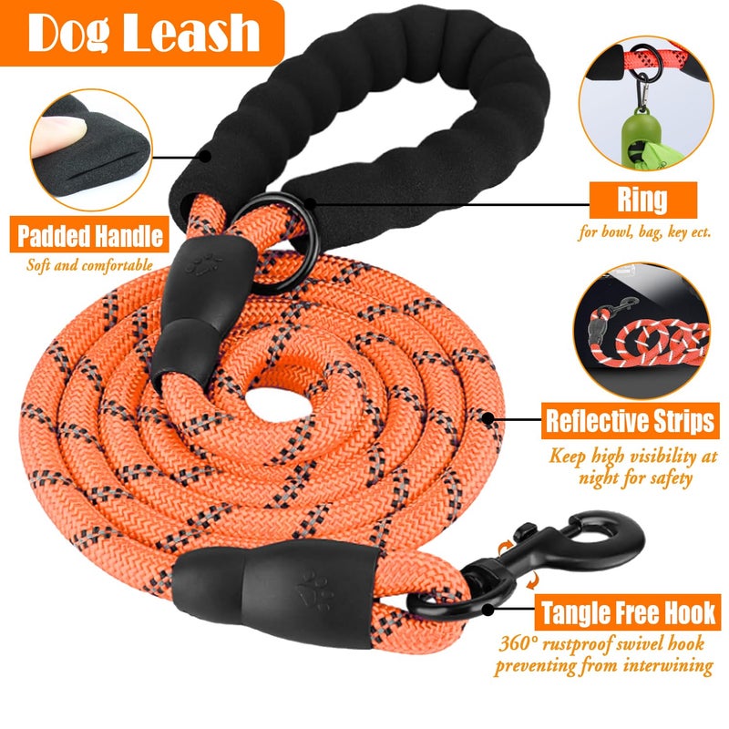 LOBEVE No Pull Dog Harness, Collar & Leash Set | Includes Dog Seat Belt, Collapsible Bowls & Poop Bag Dispenser. Ideal for Training, Walking, Hiking. Fits Small to Large Dogs(Orange-XL) - Image 5