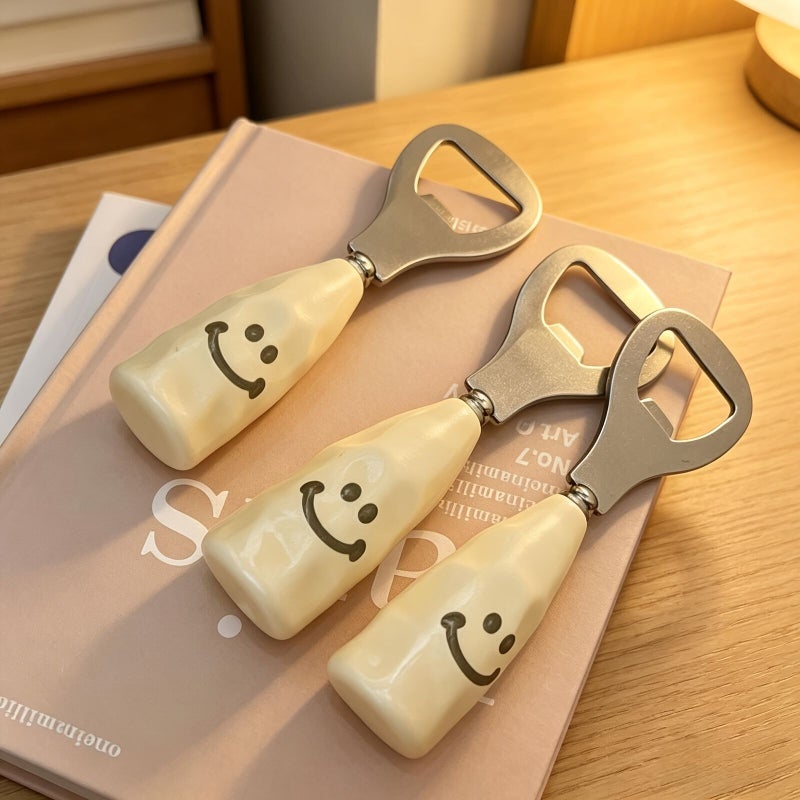 Set Of 6 Joyful Face Bottle Openers Imitation Ceramic Wine Beer Opener For Home Bar - Image 5