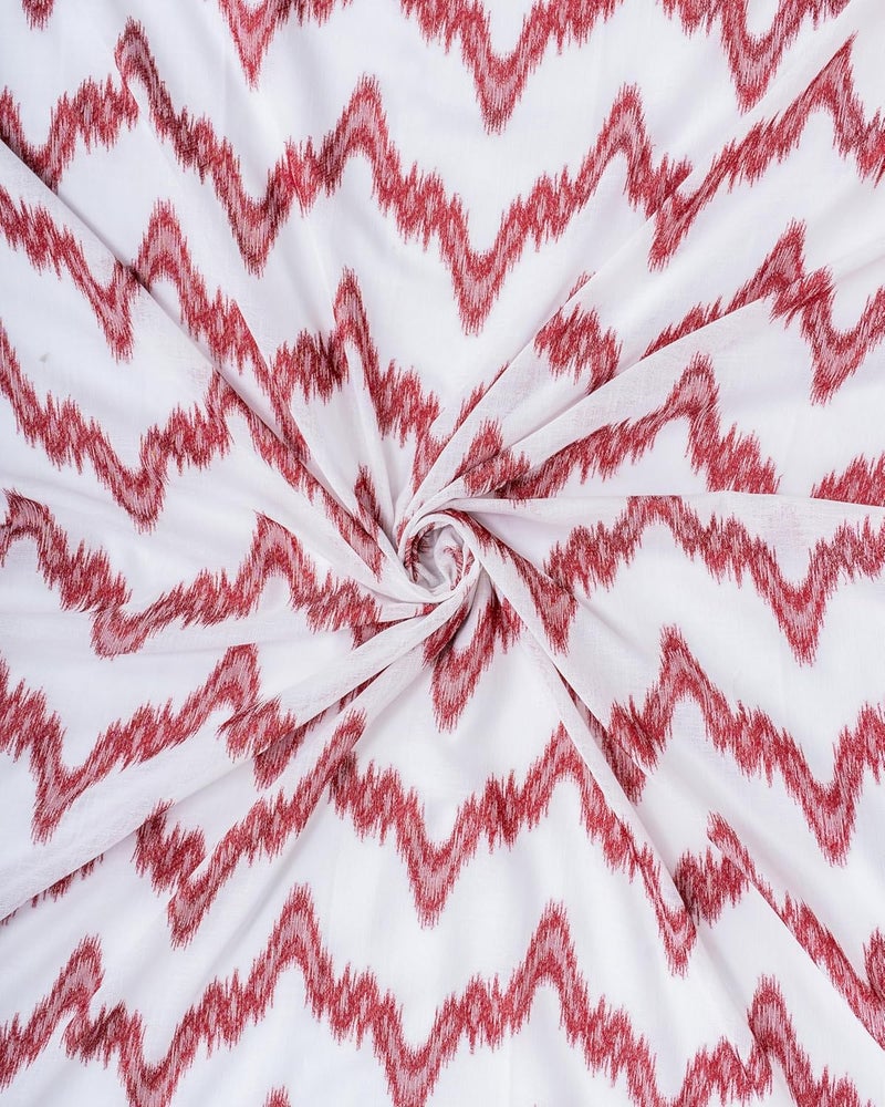 Parda Online Premium Linen Embroidered Curtain with Red Zigzag Design - Pack of 2 - Image 4