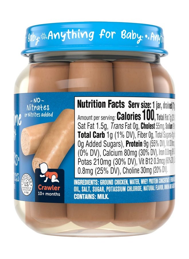 Gerber - Gerber Mealtime for Baby Lil’ Sticks, Chicken Sticks, Packed in Water, No Nitrates or Nitrites Added, for Crawlers 10 Months & Up, 2.5 Ounce Jar (Pack of 10 Jars) - Image 1