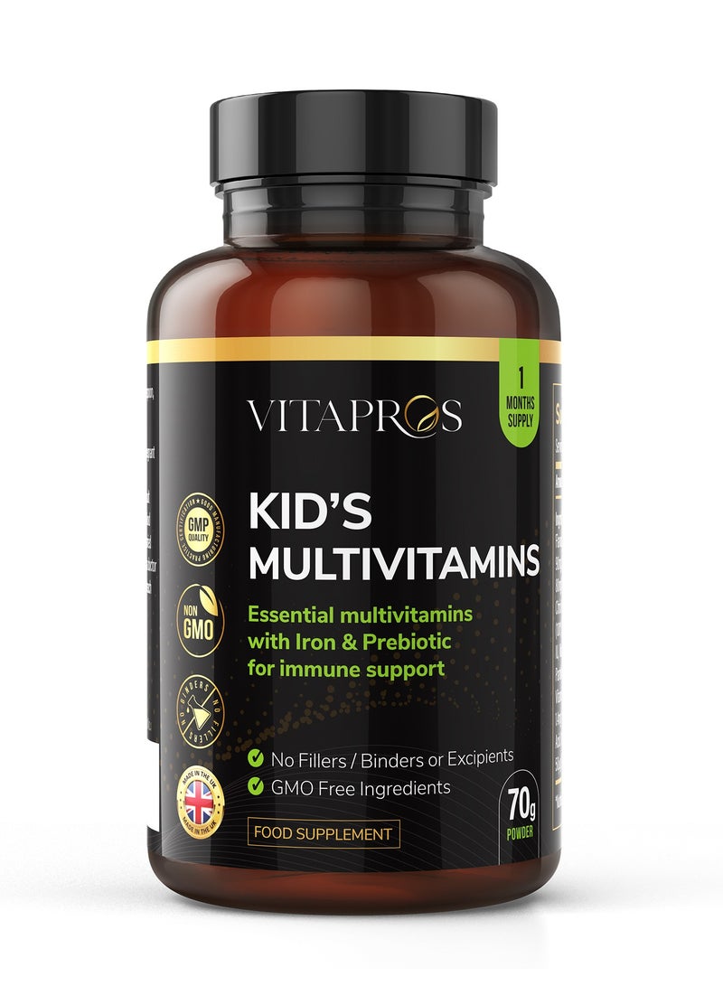 Vitapros Kids Multivitamins – Organic Rainbow Food Drinking Powder – Whole Food Vitamins with Probiotics – Vegan, Sugar-Free – For Children 4+ - Image 1