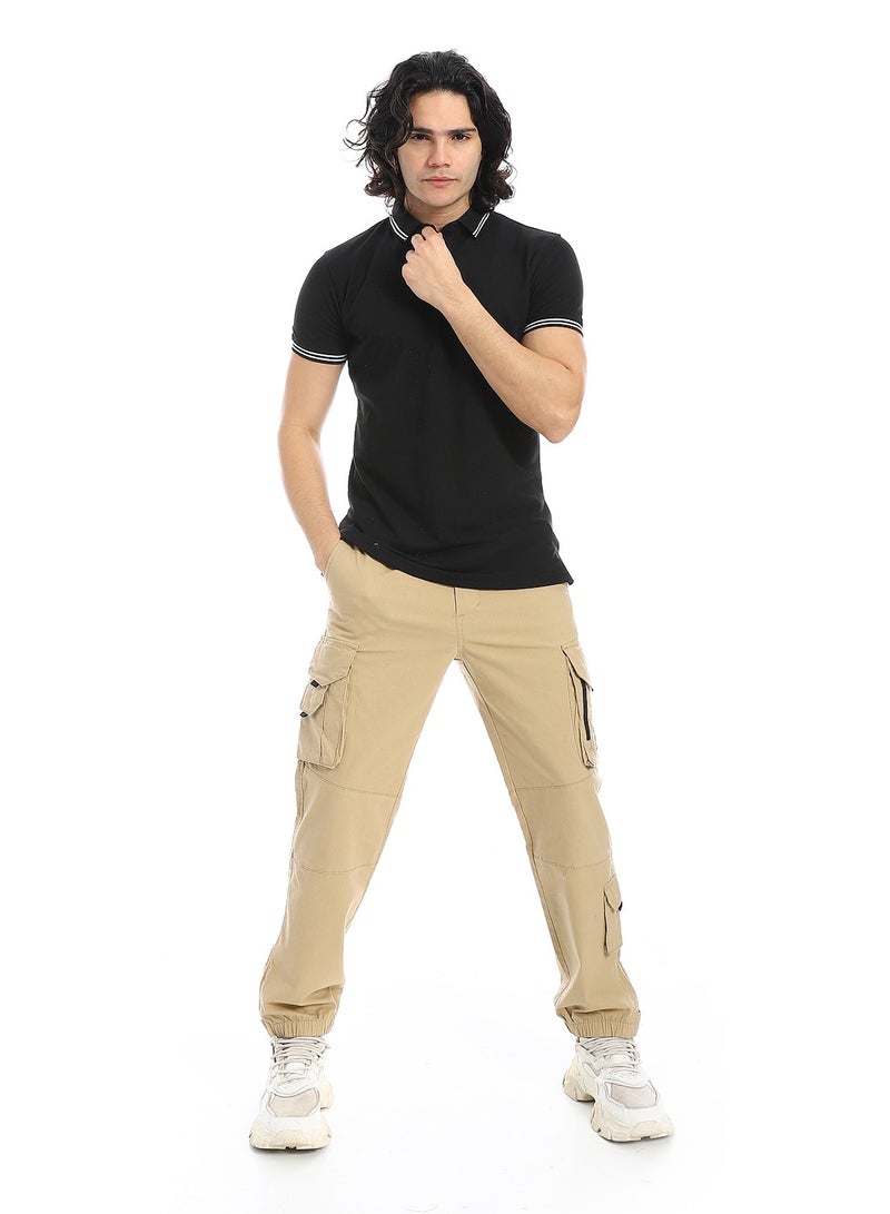 Andora Elite Stripe Pique Polo Shirt _ Black - Image 5