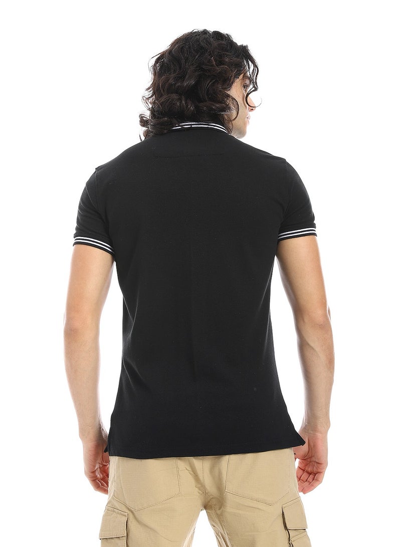 Andora Elite Stripe Pique Polo Shirt _ Black - Image 3