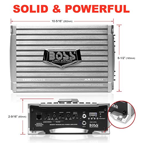 BOSS Audio Systems AR1500M Car Amplifier - 1500 Watts Max Power, 2 4 Ohm Stable, Class AB, Monoblock, Mosfet Power Supply, Remote Subwoofer Control - Image 4