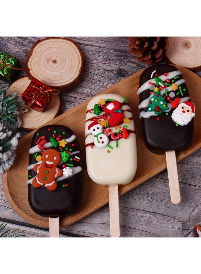 Milovin Edible Christmas Cookie Decorations, Gingerbread Man, Christmas Tree, Santa Claus, Christmas Socks, Snowman Sprinkles for Gingerbread House, Cupcakes, Cake, Macaron, Cookies, and Cakecicles. - Image 2
