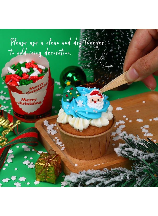 Milovin Edible Christmas Cookie Decorations, Gingerbread Man, Christmas Tree, Santa Claus, Christmas Socks, Snowman Sprinkles for Gingerbread House, Cupcakes, Cake, Macaron, Cookies, and Cakecicles. - Image 4