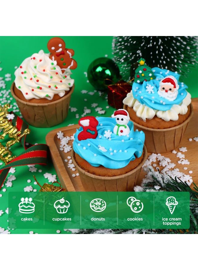 Milovin Edible Christmas Cookie Decorations, Gingerbread Man, Christmas Tree, Santa Claus, Christmas Socks, Snowman Sprinkles for Gingerbread House, Cupcakes, Cake, Macaron, Cookies, and Cakecicles. - Image 3