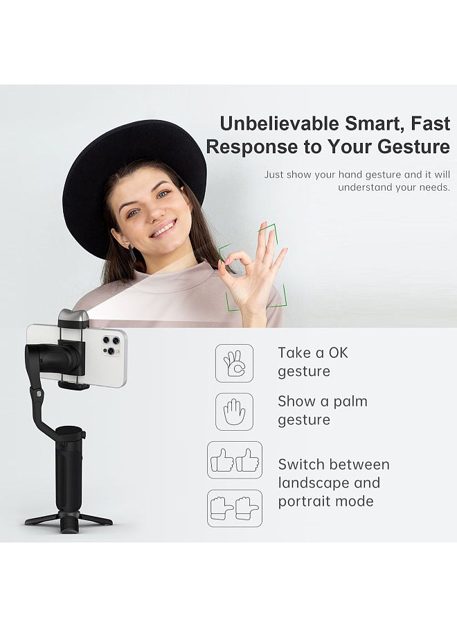 3-Axis AI Smart Tracking Palm Gimbal Handheld Smartphone Stabilizer Gesture Control