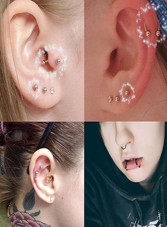 SHIELD PLUS Piercing Kit Stainless Steel Belly Tongue Tragus Nipple Lip Nose Ring Body Jewelry(74 Pieces) - Image 5