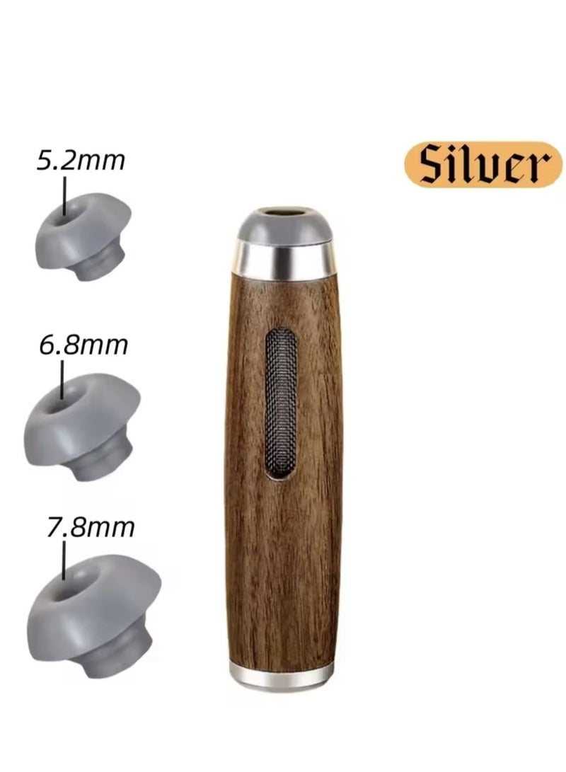 منفضة رماد السجائر بتصميم عصري للمنزل من الخشب و الستانلس ستيل مزودة بغطاء فضي بثلاث مقاسات متعددة - Image 3