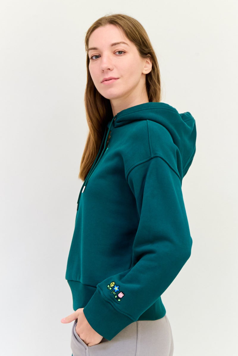 adidas Originals Adidas Original x Hello Kitty Women Sportswear Fit Long Sleeve Outdoor Hoodie, Green  - Image 2