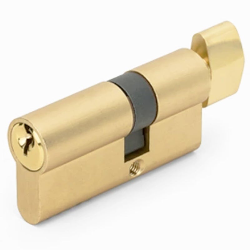 ConsitDone Offset Euro Profile Lock Cylinder with Thumb Turn Fits for Pella Storm Door 2-Bolt Lock, Includes 3 Solid Brass Keys (1, Polished Brass) - Image 1
