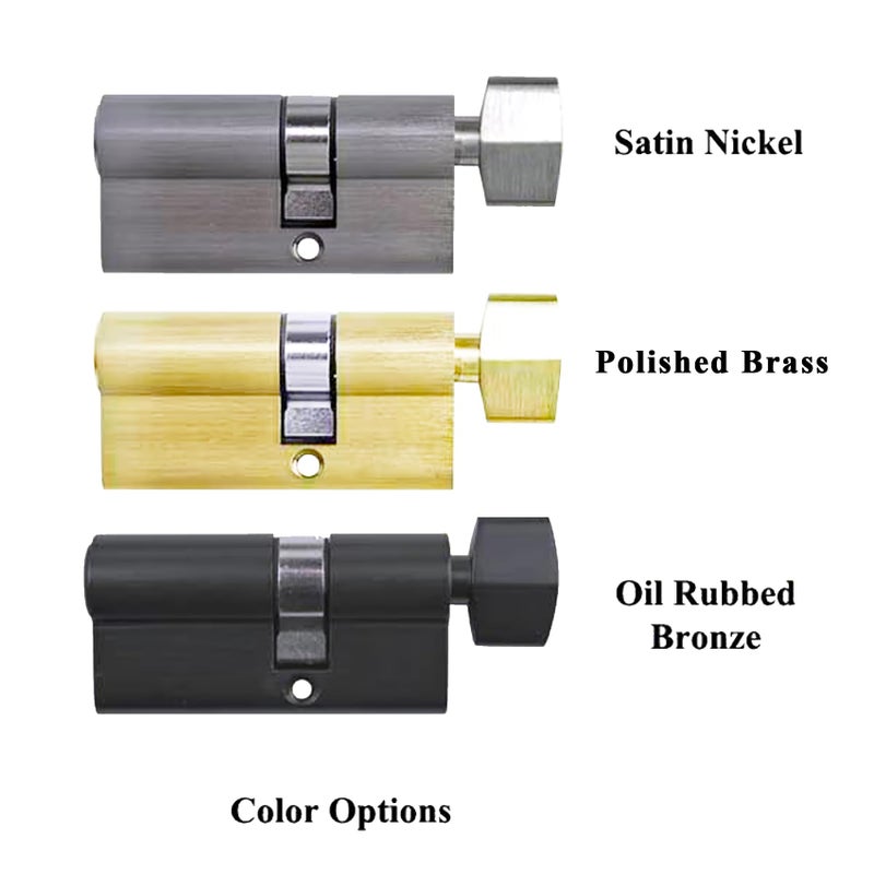ConsitDone Offset Euro Profile Lock Cylinder with Thumb Turn Fits for Pella Storm Door 2-Bolt Lock, Includes 3 Solid Brass Keys (1, Polished Brass) - Image 5