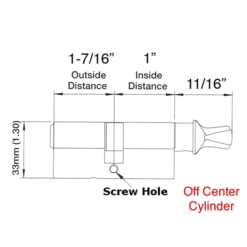 ConsitDone Offset Euro Profile Lock Cylinder with Thumb Turn Fits for Pella Storm Door 2-Bolt Lock, Includes 3 Solid Brass Keys (1, Polished Brass) - Image 2