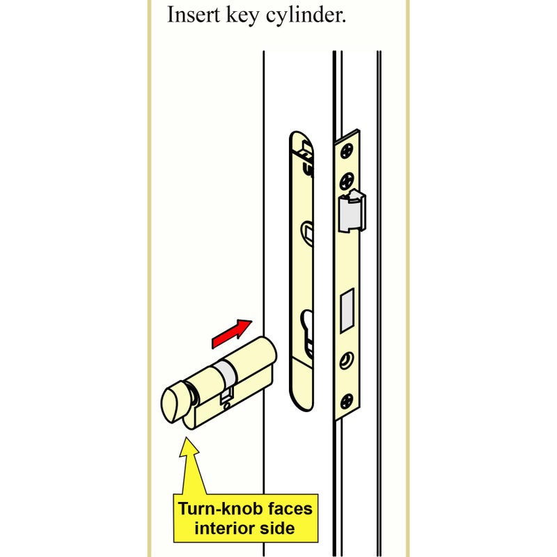 ConsitDone Offset Euro Profile Lock Cylinder with Thumb Turn Fits for Pella Storm Door 2-Bolt Lock, Includes 3 Solid Brass Keys (1, Polished Brass) - Image 4