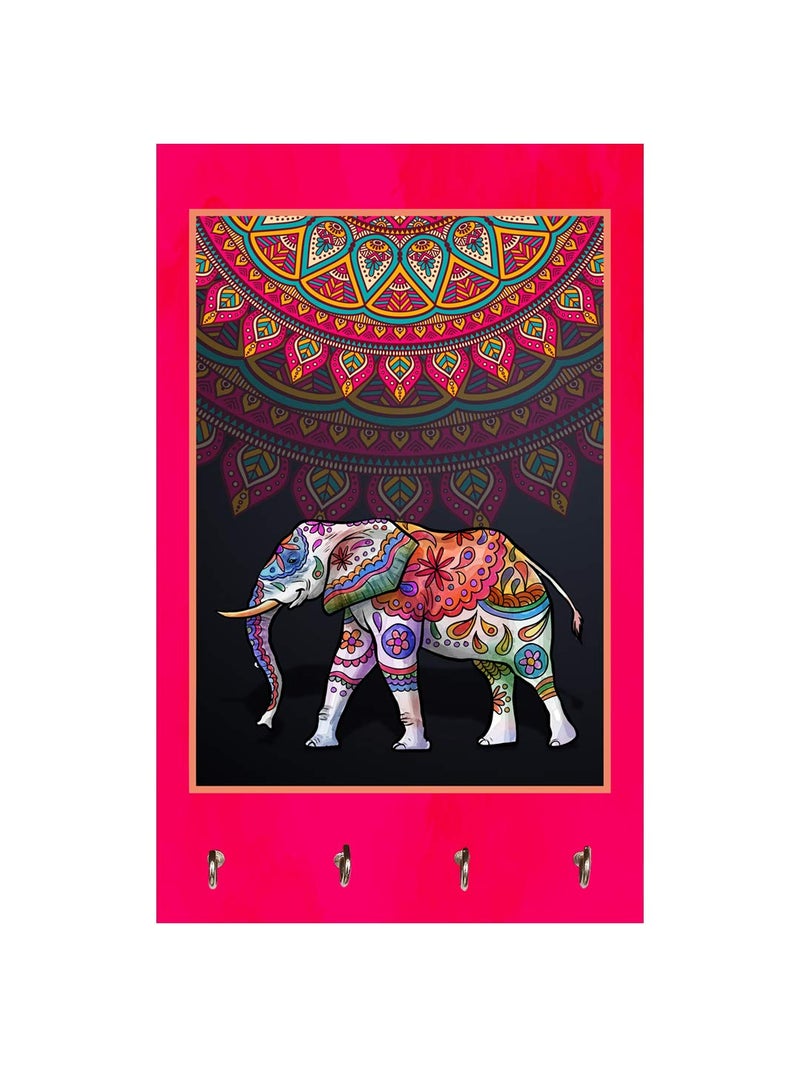 999STORE wall hanger holder wall mount hanger organizer Decorative Elephant key stand for wall (MDF_7.5X12 Inch_Multi) KeyholderP056 - Image 2