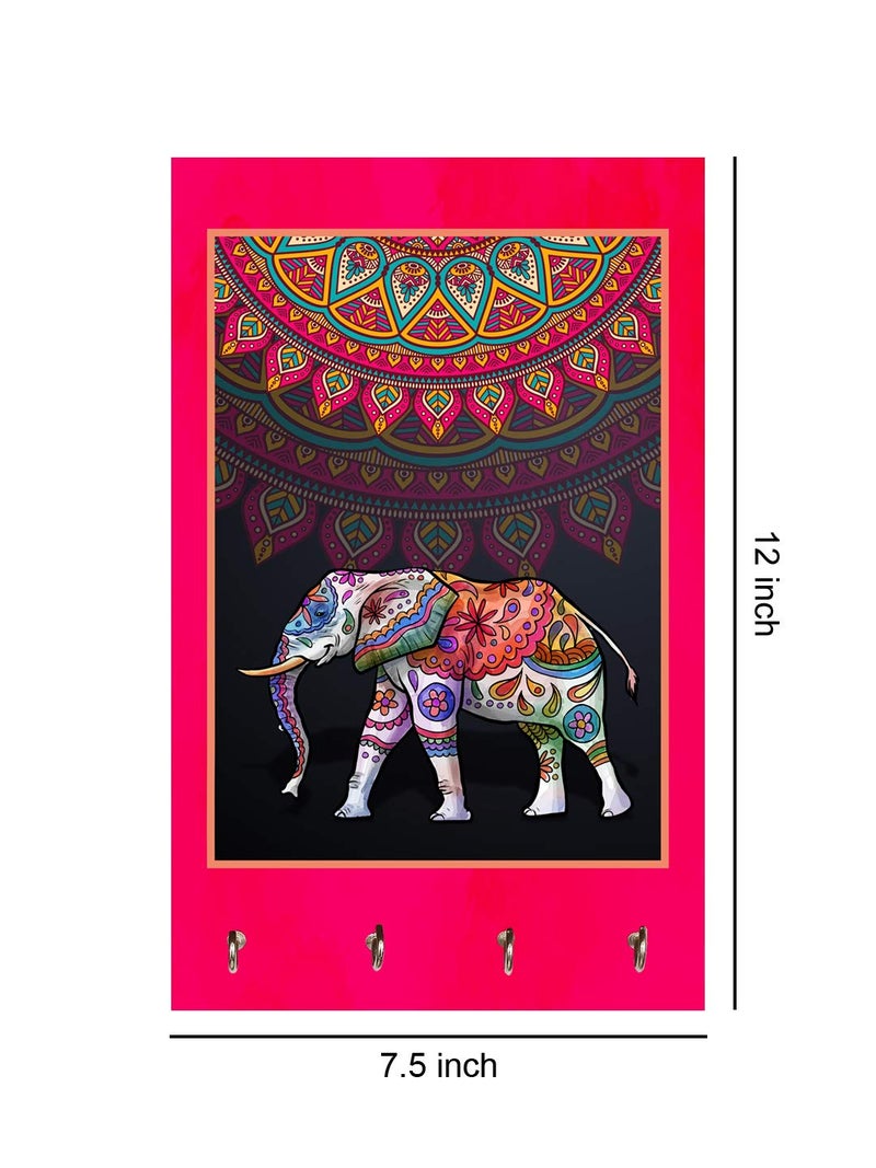 999STORE wall hanger holder wall mount hanger organizer Decorative Elephant key stand for wall (MDF_7.5X12 Inch_Multi) KeyholderP056 - Image 4