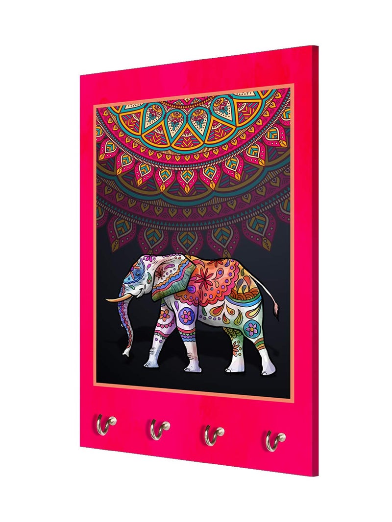 999STORE wall hanger holder wall mount hanger organizer Decorative Elephant key stand for wall (MDF_7.5X12 Inch_Multi) KeyholderP056 - Image 3