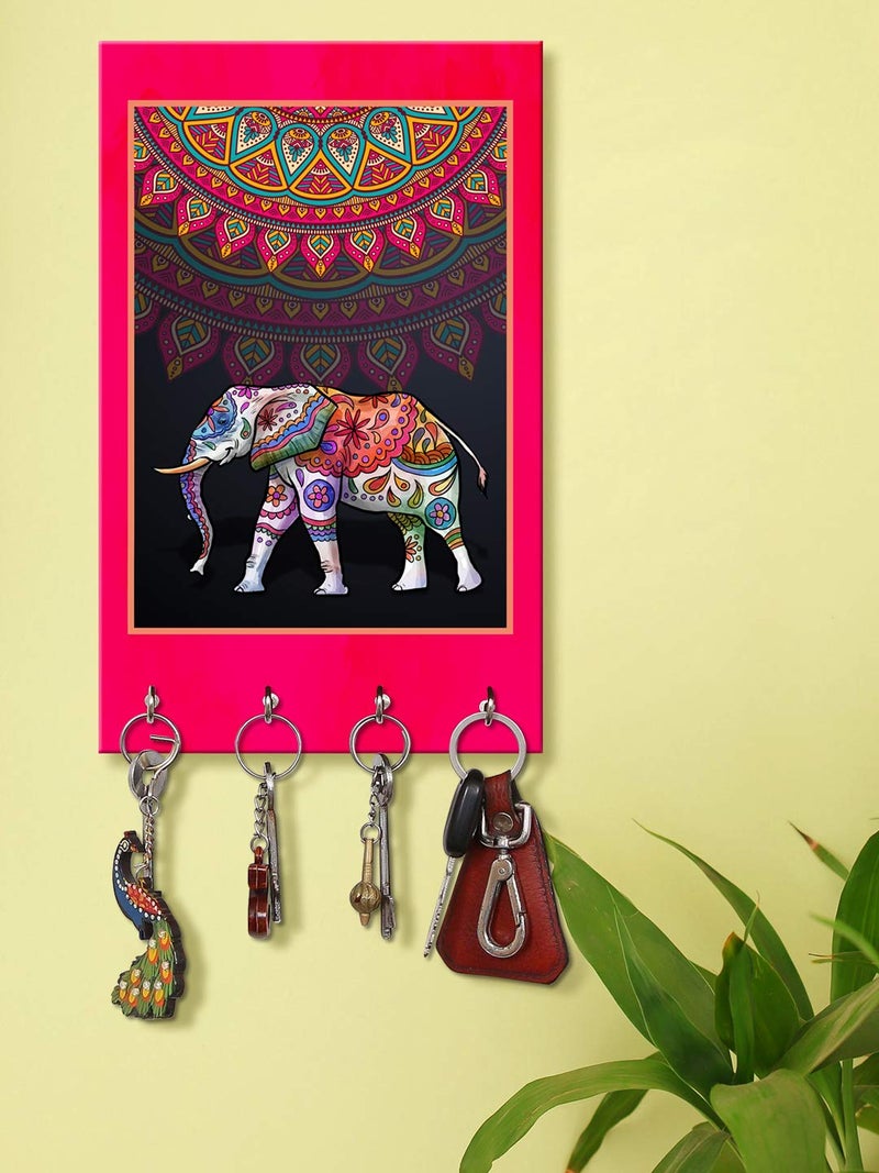 999STORE wall hanger holder wall mount hanger organizer Decorative Elephant key stand for wall (MDF_7.5X12 Inch_Multi) KeyholderP056 - Image 5