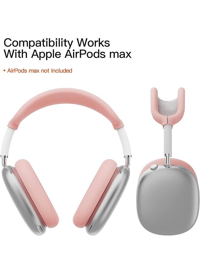 erorex - 2 In 1 Silicone Case For Airpods Max Headphones Anti Scratch Ear Pad Case Cover+ Headband Cover For Airpods Max Accessories Soft Silicone Skin Protector For Airpods Max Pink - Image 1