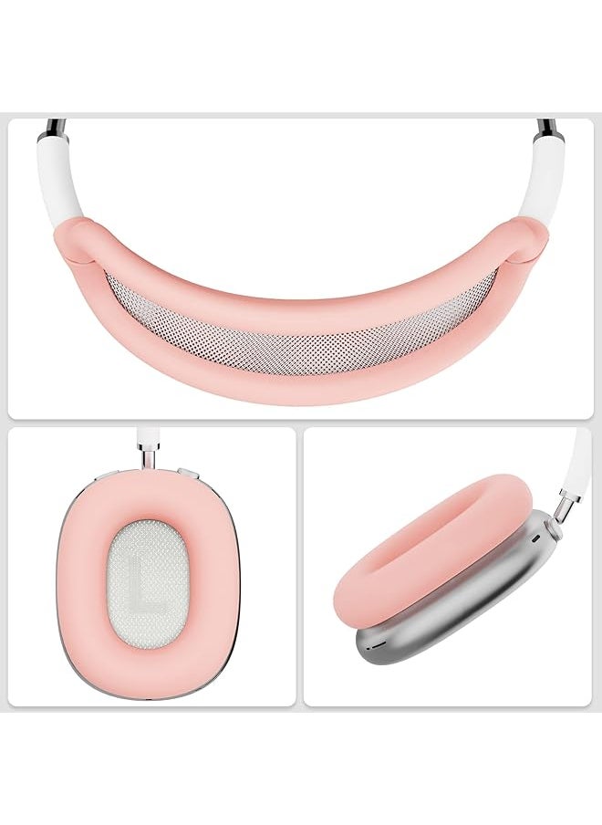 erorex - 2 In 1 Silicone Case For Airpods Max Headphones Anti Scratch Ear Pad Case Cover+ Headband Cover For Airpods Max Accessories Soft Silicone Skin Protector For Airpods Max Pink - Image 1