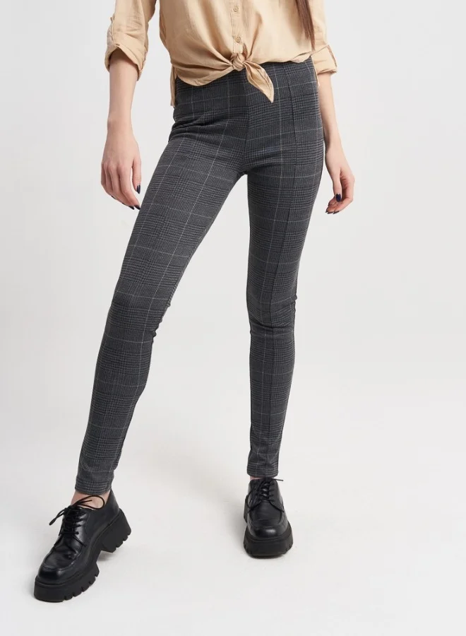 HaILYS Gray Checked High-Waist Leggings
