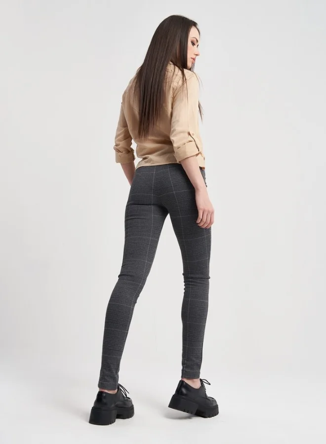 HaILYS Gray Checked High-Waist Leggings