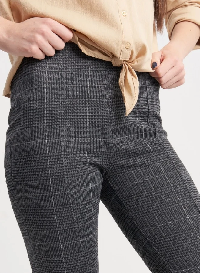 HaILYS Gray Checked High-Waist Leggings