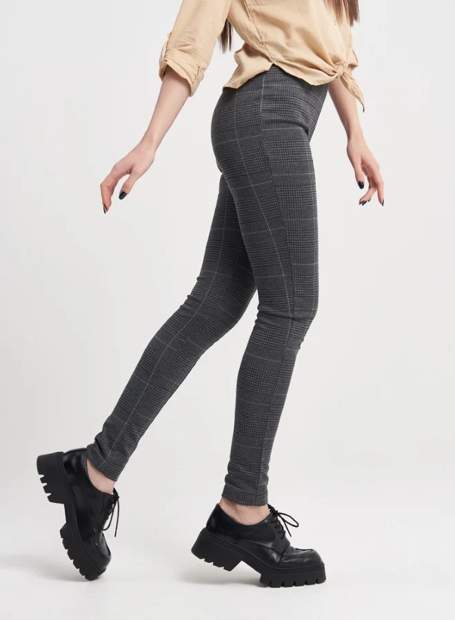 HaILYS Gray Checked High-Waist Leggings