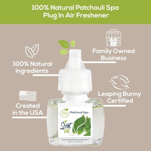 Scent Fill 100% Natural Patchouli Spa Plug in Air Freshener, Scented Oil Refills, 2 Refills + Diffuser - Image 3