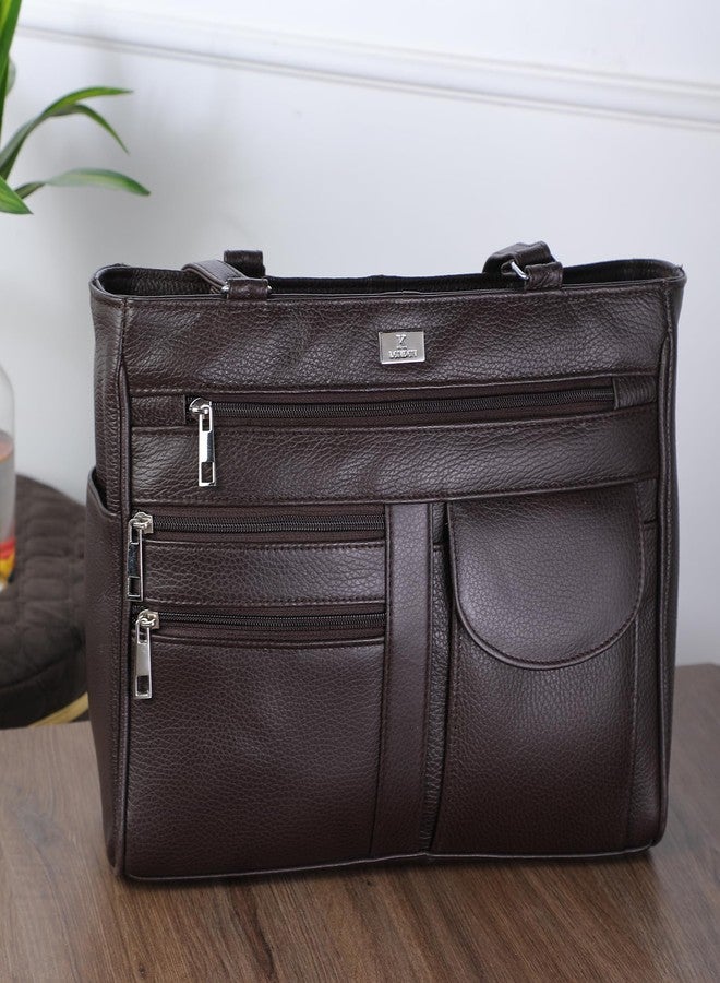 K London Ladies Leather Handbag in Soft Leather - Womens Designer Shoulder Hand Bag - Medium Practical Size (Brown) - Image 2