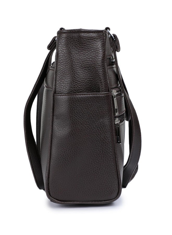 K London Ladies Leather Handbag in Soft Leather - Womens Designer Shoulder Hand Bag - Medium Practical Size (Brown) - Image 5