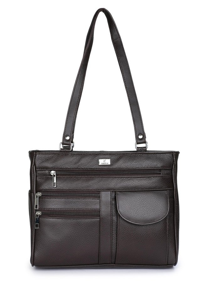 K London Ladies Leather Handbag in Soft Leather - Womens Designer Shoulder Hand Bag - Medium Practical Size (Brown) - Image 3