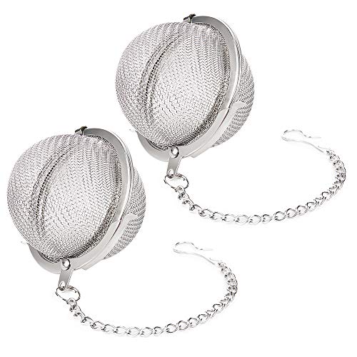 YINGKESI 2Pcs Stainless Steel Tea Infuser Strainer, 2.04 Inch Metal Fine Mesh Tea Spice Ball for Loose Leaf Tea, Tea Filter with Chain Hook, Tea Interval Diffuser for Spices, Seasonings - Image 5