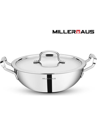 Millerhaus Tri-Ply Kadai 30cm Stainless Steel