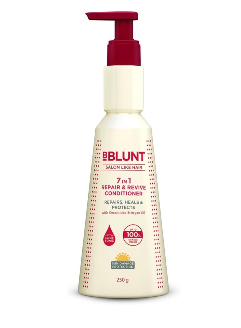 BBLUNT 7 in 1 Repair & Revive Conditioner for Upto 100% Damage Repair - 250 g | Addresses 7 Signs of Hair Damage | Enriched with Ceramides & Argan Oil