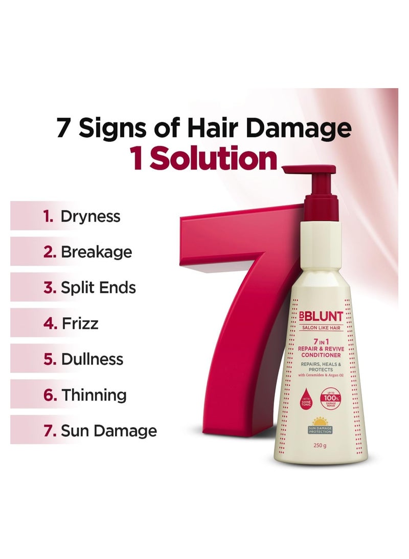 BBLUNT 7 in 1 Repair & Revive Conditioner for Upto 100% Damage Repair - 250 g | Addresses 7 Signs of Hair Damage | Enriched with Ceramides & Argan Oil - Image 2