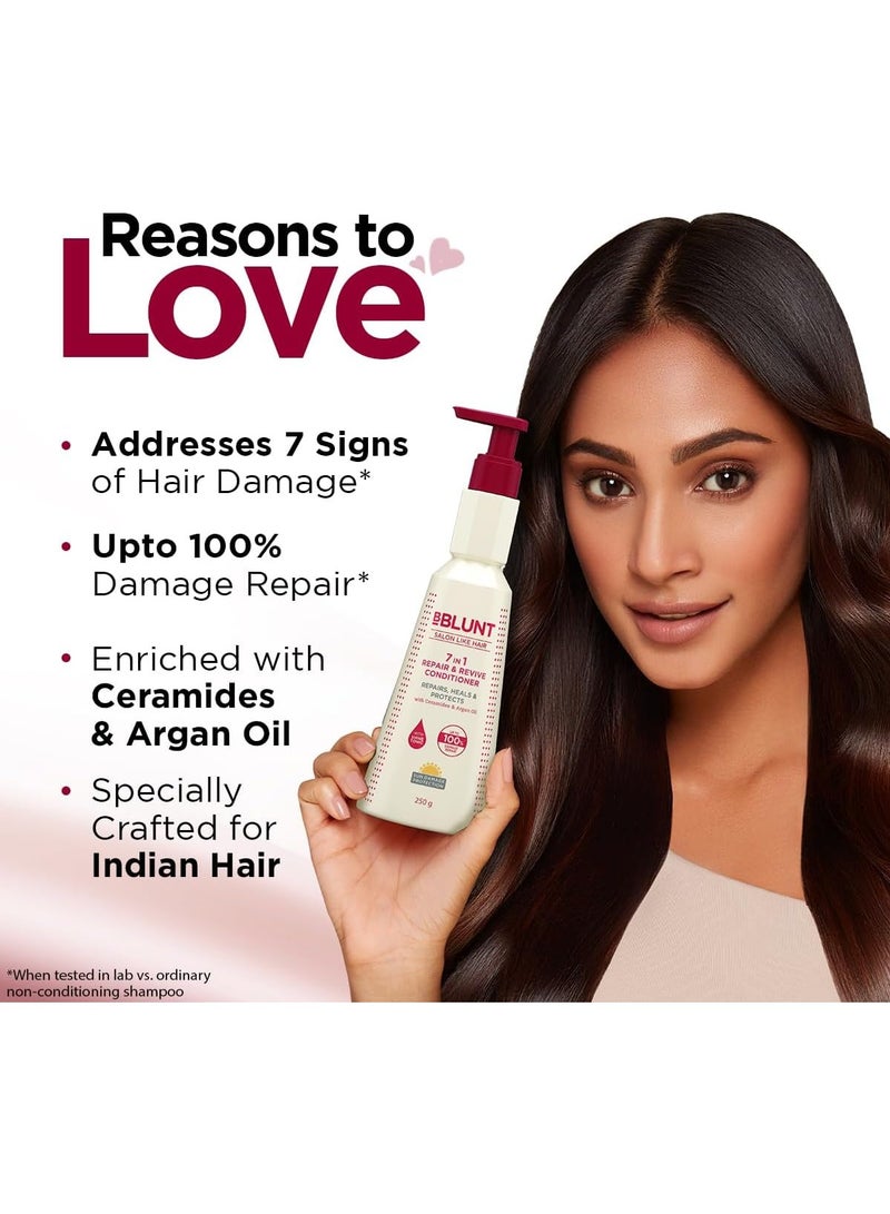 BBLUNT 7 in 1 Repair & Revive Conditioner for Upto 100% Damage Repair - 250 g | Addresses 7 Signs of Hair Damage | Enriched with Ceramides & Argan Oil - Image 3