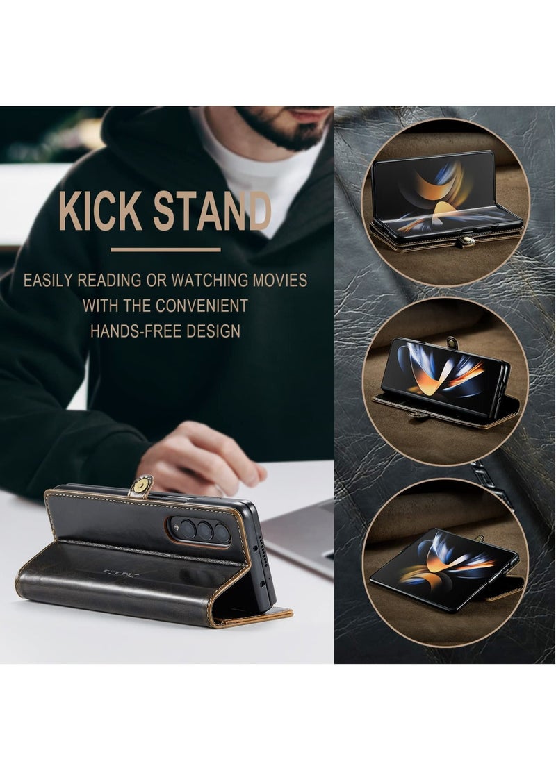 SYOSI Case for Galaxy Z Fold4 5G Luxury PU Leather Case for Samsung Galaxy Z Fold 4 PU Leather Folio Screen Protector Flip Case with Stand Magnetic Closure Screen Protection - Image 4