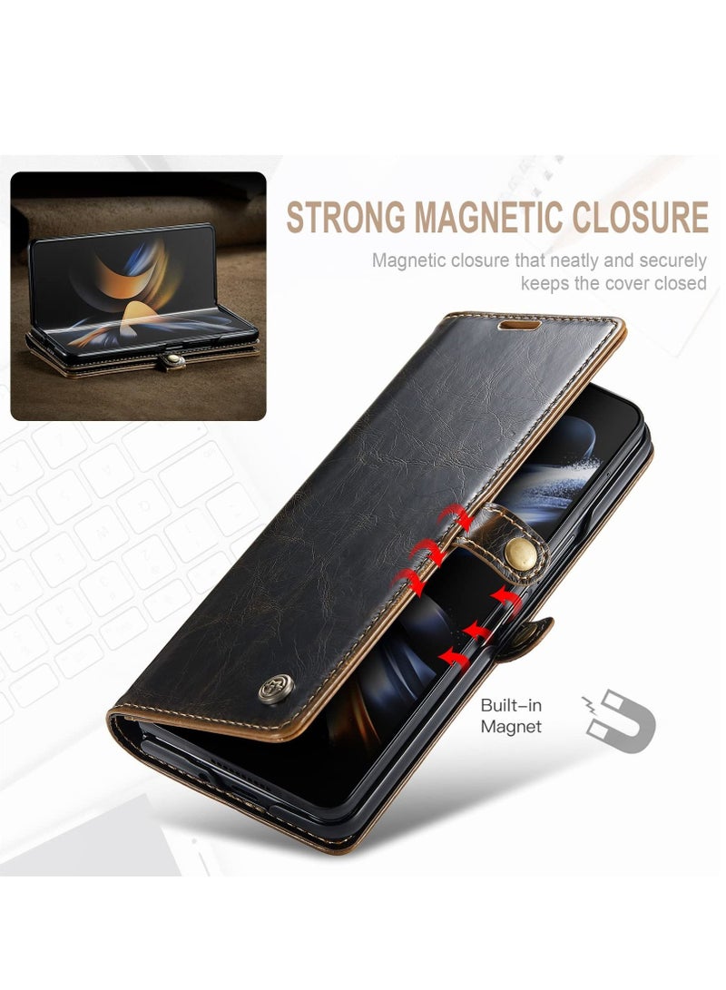 SYOSI Case for Galaxy Z Fold4 5G Luxury PU Leather Case for Samsung Galaxy Z Fold 4 PU Leather Folio Screen Protector Flip Case with Stand Magnetic Closure Screen Protection - Image 2