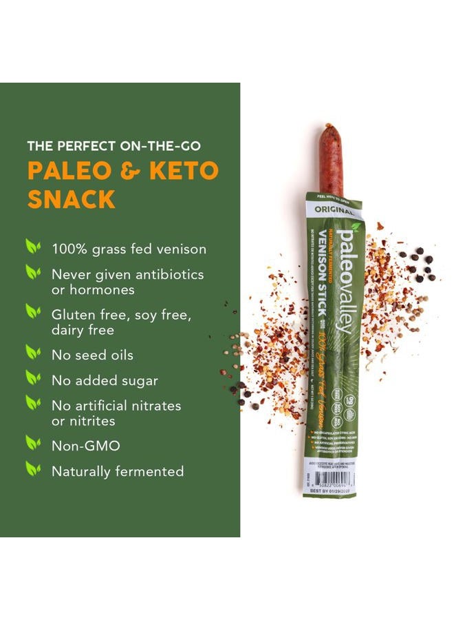Paleovalley 100% Grass Fed Venison Sticks – 10 Pack – Keto-Friendly, High Protein, Low-Calorie Snack – Omega-3 Rich, Gluten-Free, Nitrate-Free, Naturally Flavored – Healthy On-the-Go Meat Snack - Image 3