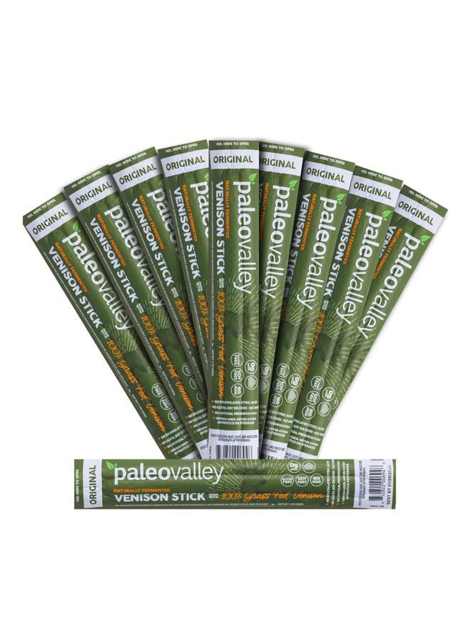 Paleovalley 100% Grass Fed Venison Sticks – 10 Pack – Keto-Friendly, High Protein, Low-Calorie Snack – Omega-3 Rich, Gluten-Free, Nitrate-Free, Naturally Flavored – Healthy On-the-Go Meat Snack - Image 1