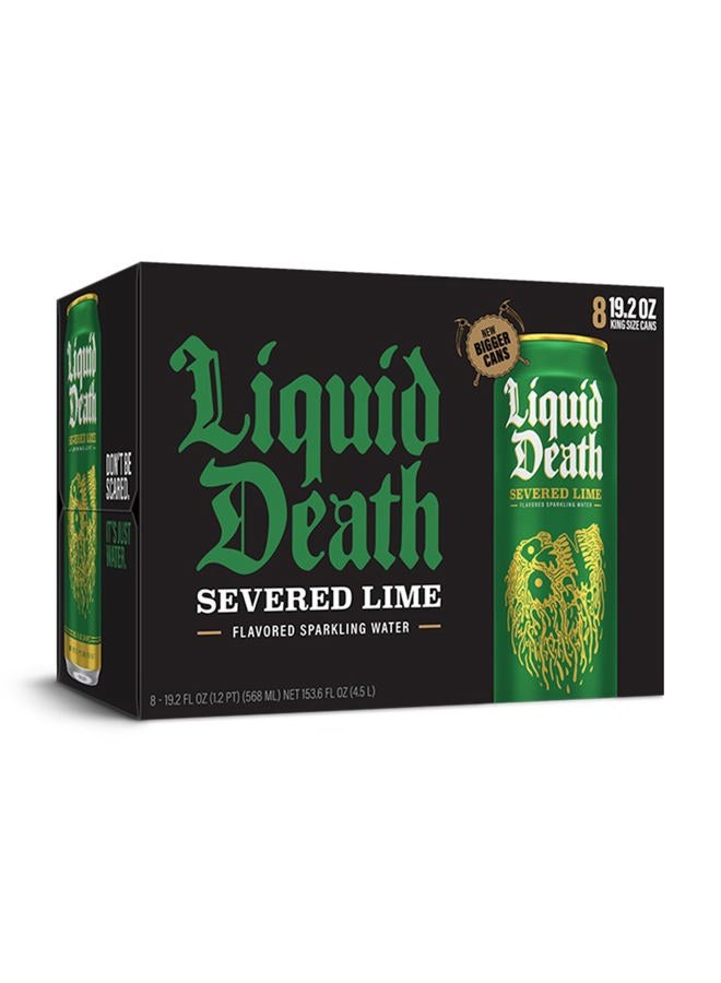 Liquid Death , Severed Lime, Lime-Flavored Sparkling Water, 8-Pack (19.2oz Cans), Low Calorie & No Artificial Sweeteners - Image 5