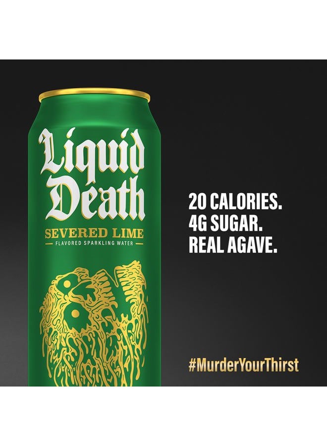 Liquid Death , Severed Lime, Lime-Flavored Sparkling Water, 8-Pack (19.2oz Cans), Low Calorie & No Artificial Sweeteners - Image 4